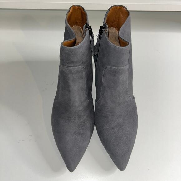 Aquatalia Gray Suede Ankle Boots – Pointed Toe, Leather Lined, Size 7, Italy - Picture 1 of 6